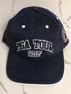 PGA Tour Navy Golf Baseball Cap with White Embroidery New